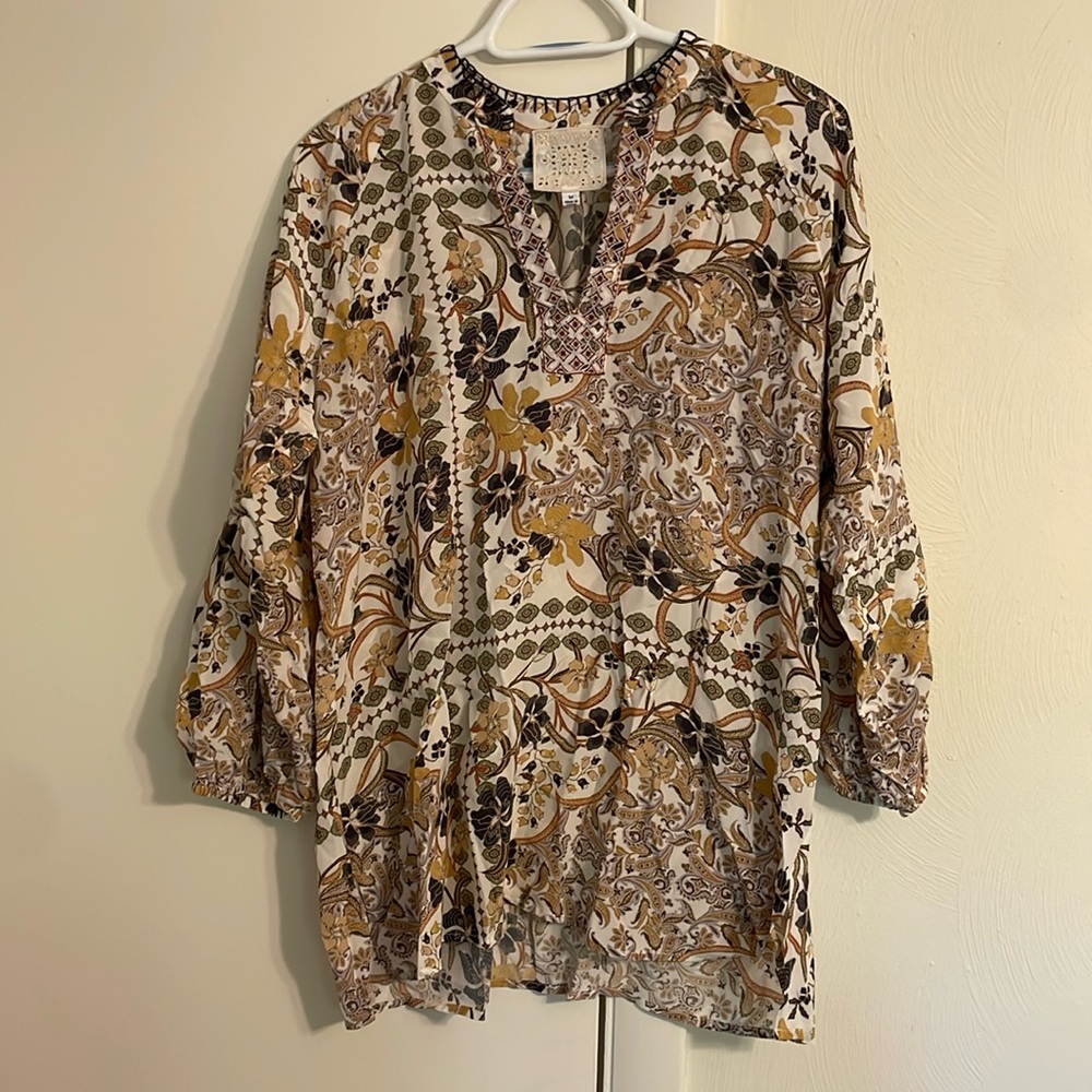 Johnny Was Jade 100% silk blouse size Medium